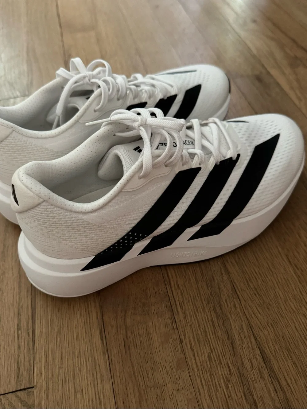 adidas White and Black Adizero Racer Men's Running Shoe